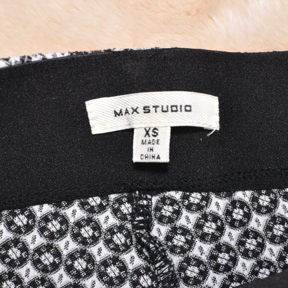 Max Studio Cropped Dress Pants XS Black White Pattern Stretch Ankle - Picture 6 of 12
